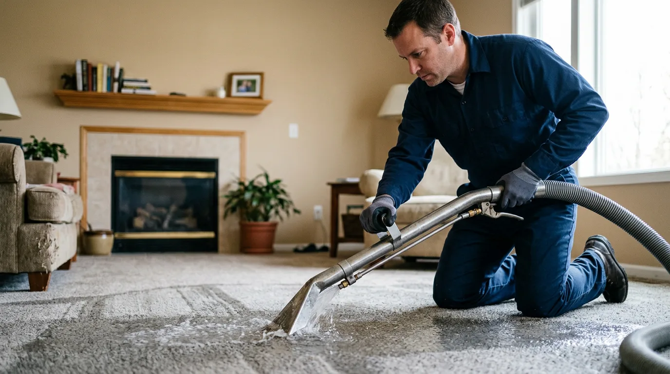 Water damage restoration technician working near Sebree, KY